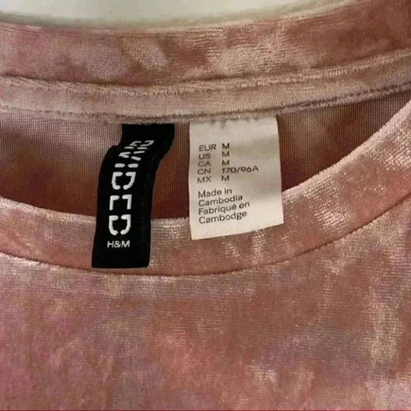 H&M Young and Fearless Pink Crushed Velvet crop Top medium Y2K velour - Picture 8 of 8